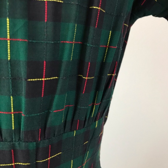 1940s 50s Young Comopolitan Plaid Green Dress XS - Picture 6 of 9